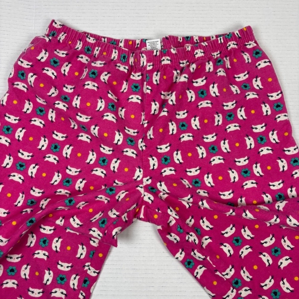 Joe Boxer Women's M Flannel Pajama Set Pink Cat Print Button Up Top & Pants - Picture 6 of 11